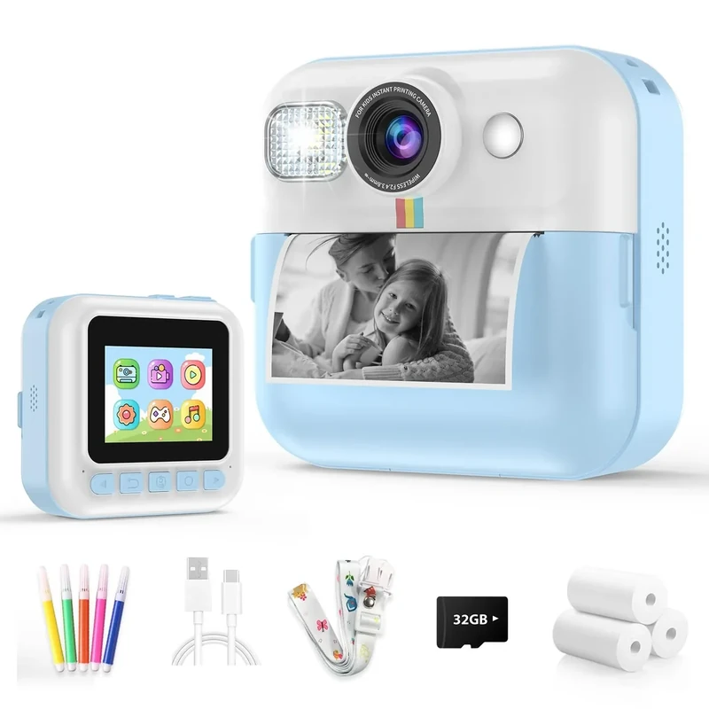Dafotil Kids Camera for Boys, 1080P Instant Print, Kids Christmas Birthday Gifts, Blue