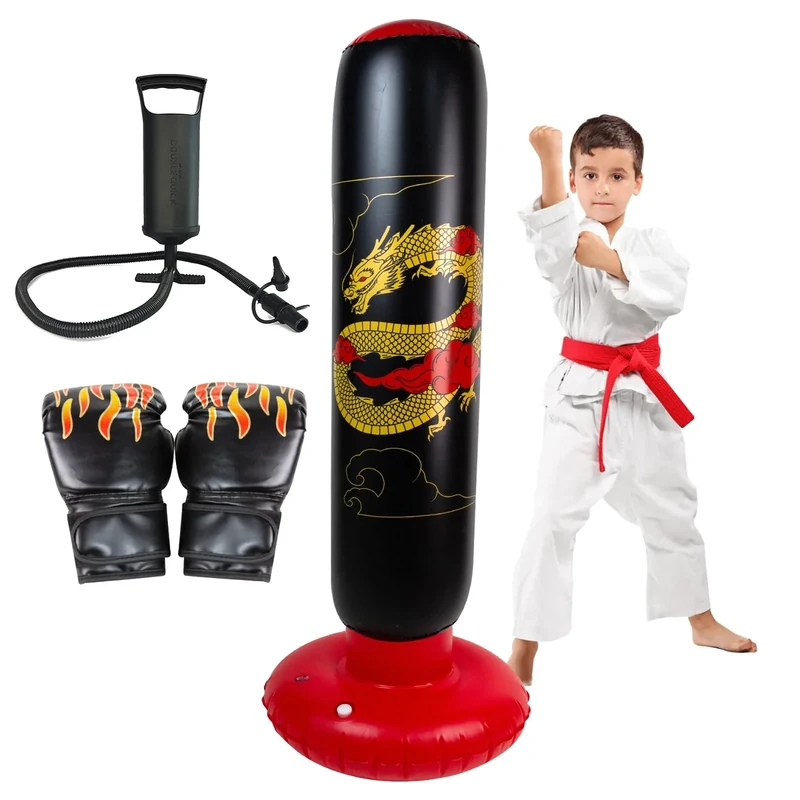 Onirii Inflatable Punching Bag for Kids with Boxing Gloves,Tall 66 Inch Stable Ninja Larger Kids Inflatable Boxing Bag,Gifts for Boys & Girls Age 5-12 for Taekwondo,MMA and Practicing Karate