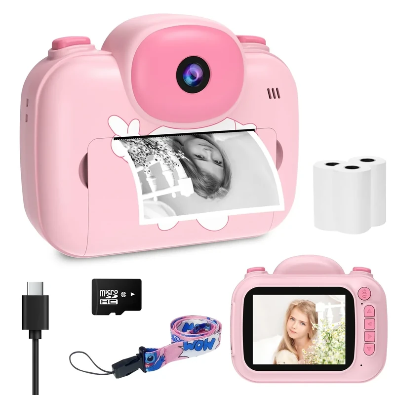 Kids Camera Instant Print 3.5 Inch, Instant Print Camera for Kids Pint Photos, Kid Digital Print Cameras Instantly, Toddler Toys Cameras for 3-12 Years Old Girls Birthday