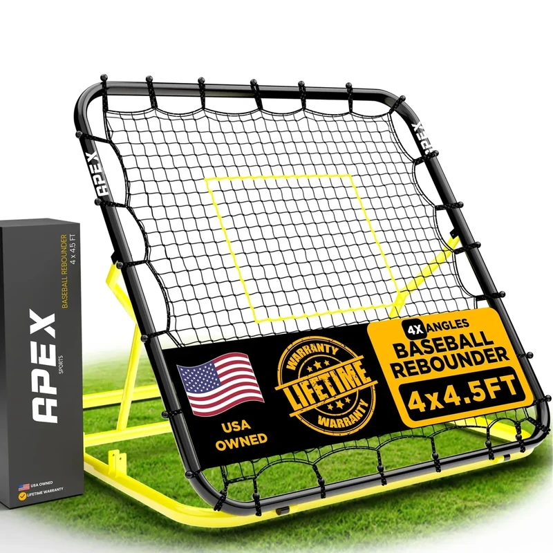 Apex Sports 4x4.5 Ft Baseball Rebounder, Multi-Sport Trainer for Soccer and Volleyball, Adjustable Angles, Easy Storage, Durable Construction, Enhances Agility, Precision, Reflexes, Solo Practice
