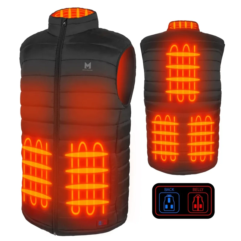 MRAWARM Heated Vest, Lightweight Electric Heated Vest for Men Women wiht 6 Heating Zone and 3 Temperature