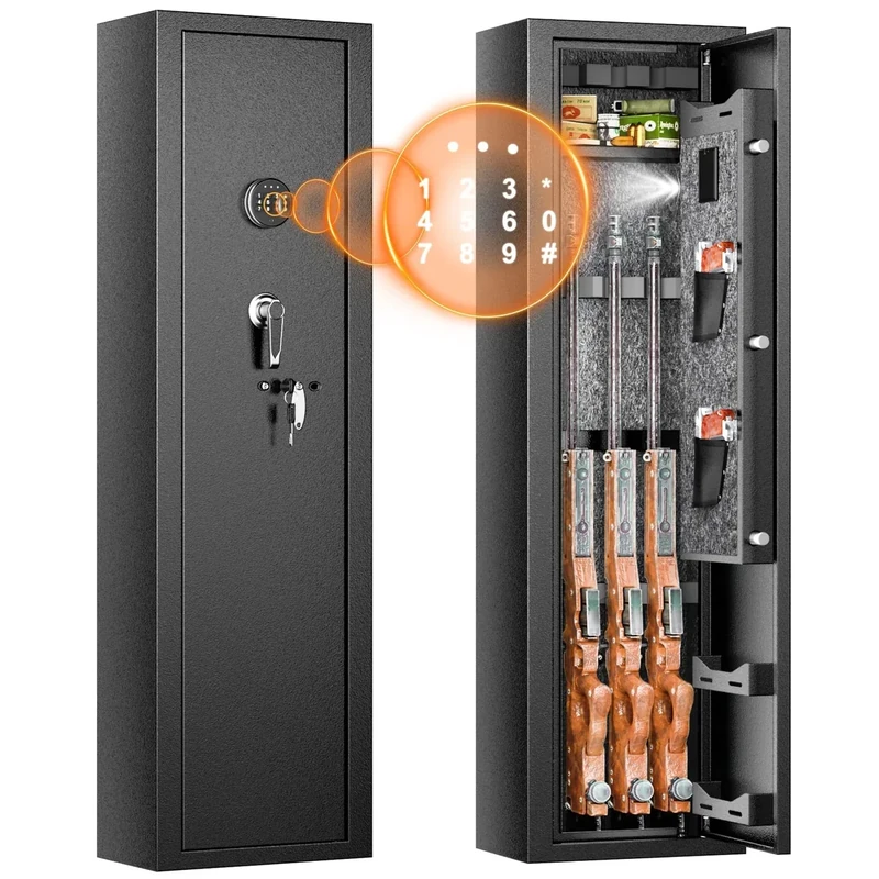Bonusall 2-3 Gun Locker,Assembled Gun Lockers for Home Rifle and Shotguns,Rifle Gun Safes for Shotguns,Quick Access Rifle Lockers with Digital Keypad,Pockets