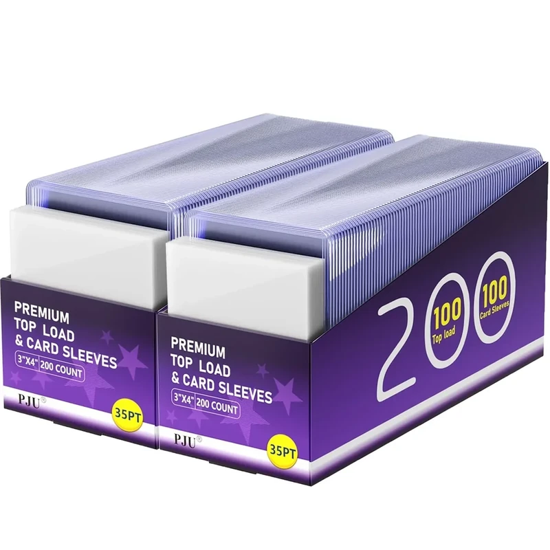 400 Hard Plastic Card Sleeves, Premium Plastic Baseball Card Sleeves, 3" x 4" Trading Cards Holder, Sports Baseball Football Game Cards Protectors (200 Hard Sleeve + 200 Soft Sleeve)