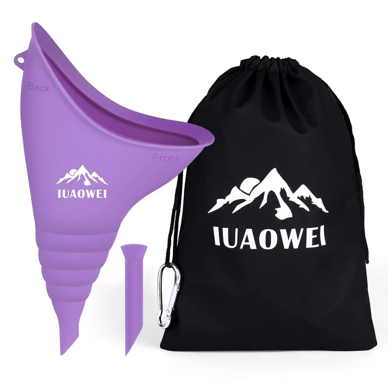 IUAOWEI Female Urination Device, Reusable Silicone Female Urinal, Pee Funnel for Women, for Travel, Camping, Boating, Outdoor, Hiking (Purple)