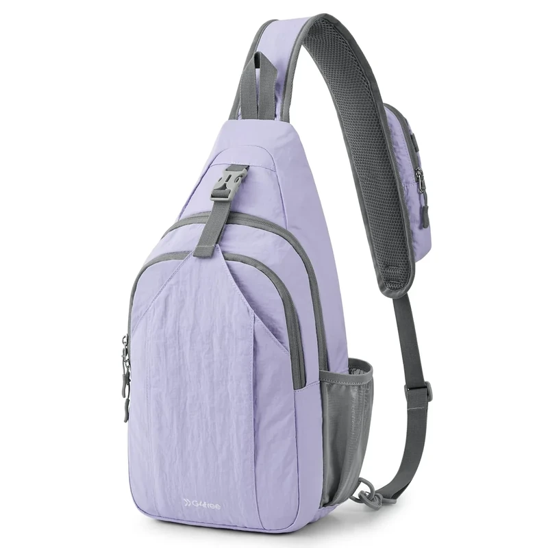 G4Free Sling Bag RFID Blocking Sling Backpack Crossbody Chest Bag Daypack for Hiking Travel (Taro Purple)