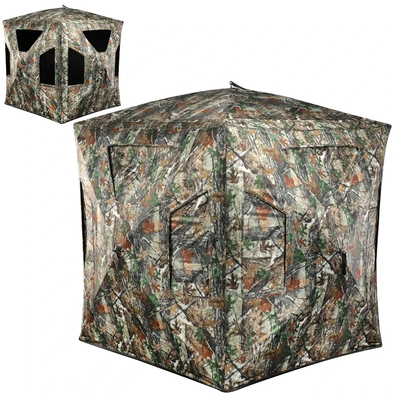 Lenotos Hunting Blind, 2-3 Person Pop Up Ground Blind with Carrying Bag, Portable Resilient Hunting Tent(A-1014)