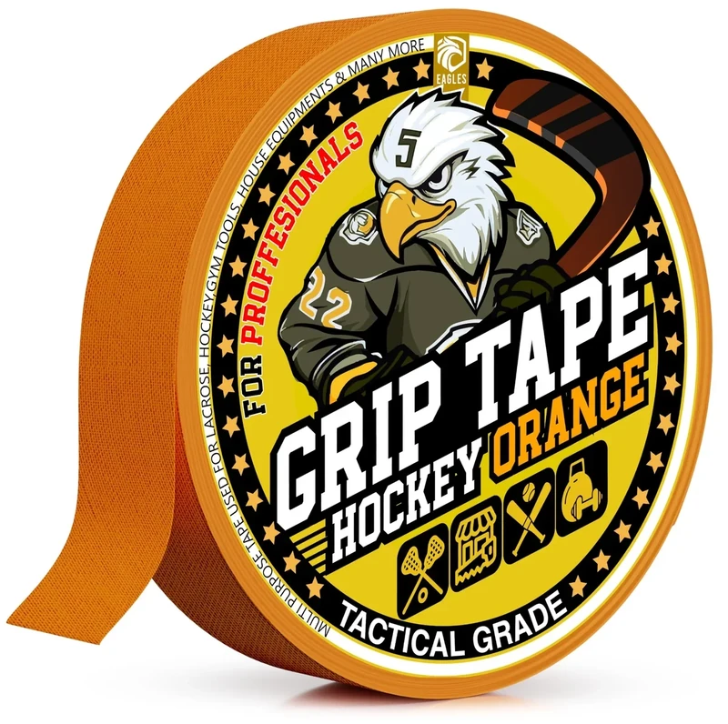 EAGLES Hockey Tape Multipurpose Cloth Tape Roll for Lacrosse Baseball & Softball Bats, Rackets, Pullup Bars, Gardening Tools, Sports Gift Perfect for Wrist, Ankle, Foot, Knee and Hand Taping (Orange)