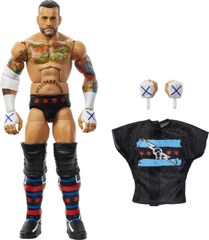 Mattel WWE Elite Action Figure & Accessories, Series #115 6-inch Collectible CM Punk with 25 Articulation Points & Swappable Hands