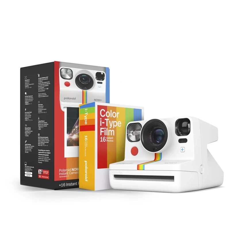 Polaroid Now+ Generation 2 - Camera + Film Bundle (16 Photos Included) - White - Bluetooth Connected App Controlled Instant Film Camera (6437) - Image 1
