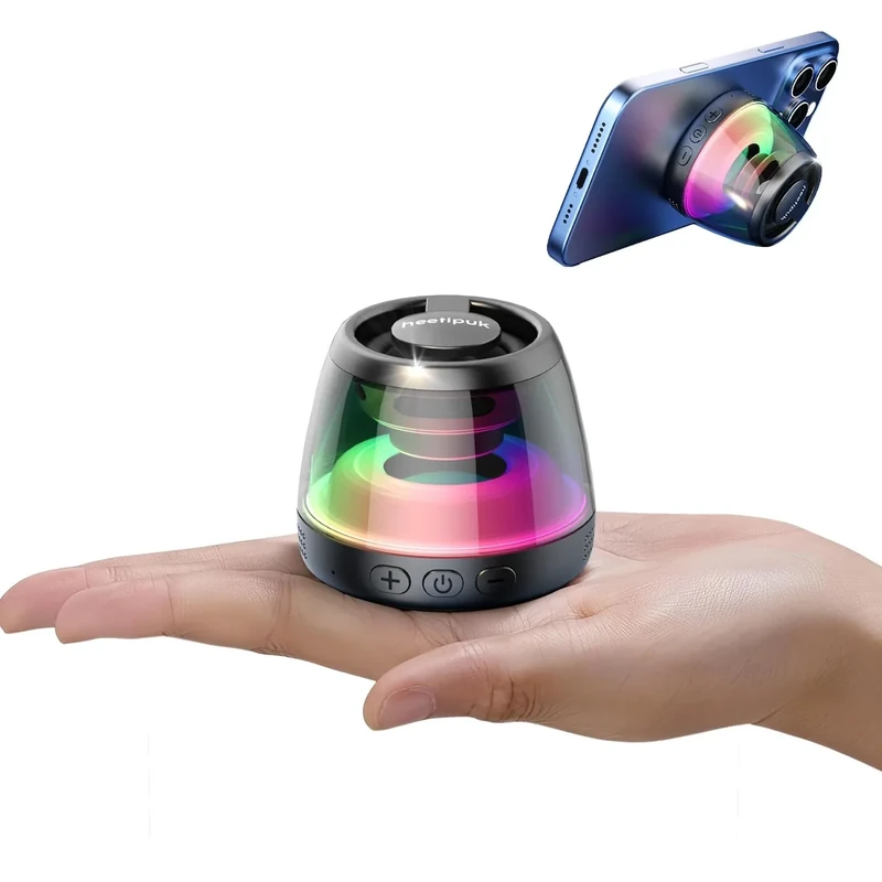heetipuk Mini Magnetic Bluetooth Speaker - 5W, 7H, RGB Light, TF Card
