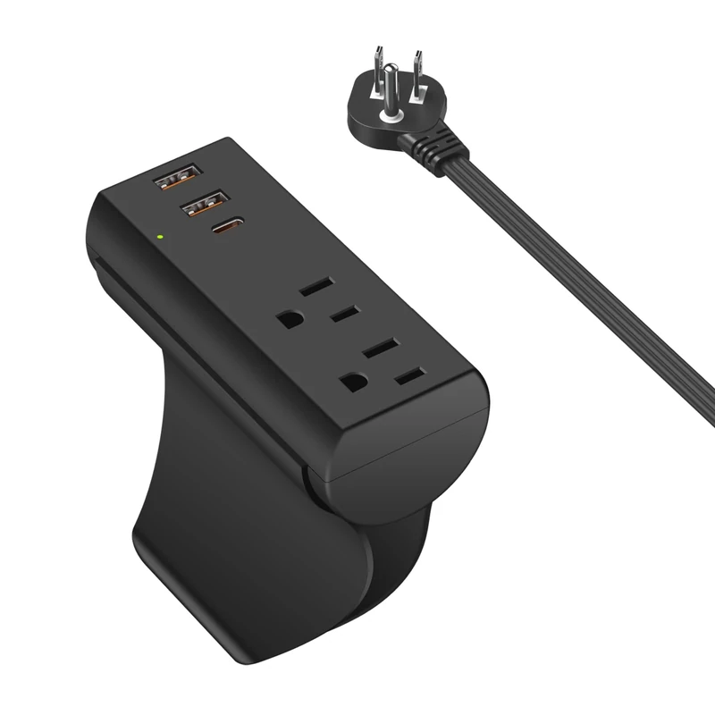 ETL Listed. Couch Charging Station, HEZI Sofa Outlet with 2 AC Outlets 3USB Ports (PD20W USB-C), 1050J Surge Protection, 10ft Flat Power Cord for Furniture Couch