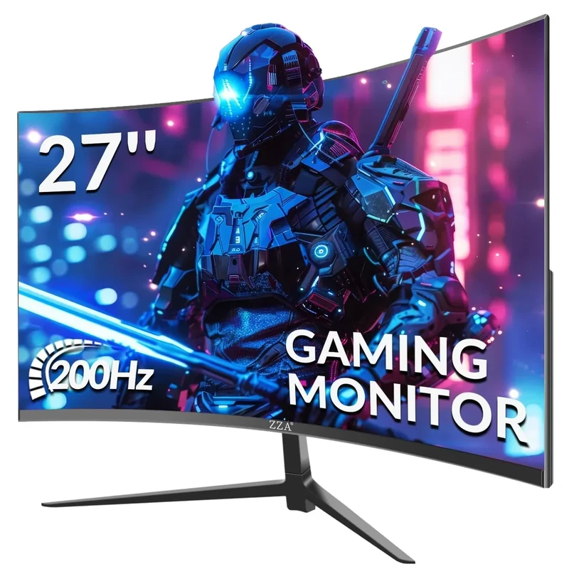 ZZA 27" Gaming Monitor - 200Hz FHD, 1800R VA, FreeSync, Tilt Stand