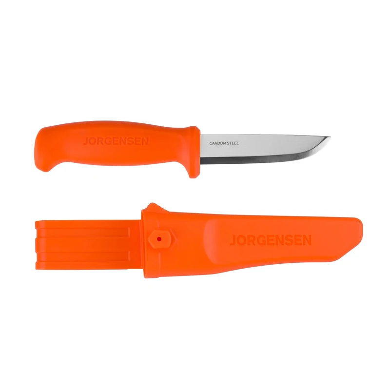 Jorgensen 8.25" Companion Fixed Blade Bushcraft Knife with Sheath, SK5 Carbon Steel Blade with Ergonomic Handle, Outdoor Full Tang Knife for Camping, Hiking