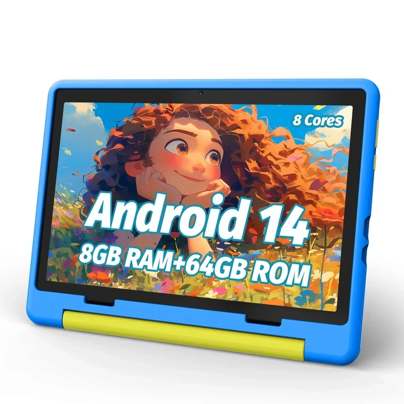 URAO Kids Tablet Android 14 10 inch Octa-Core 64GB with Case