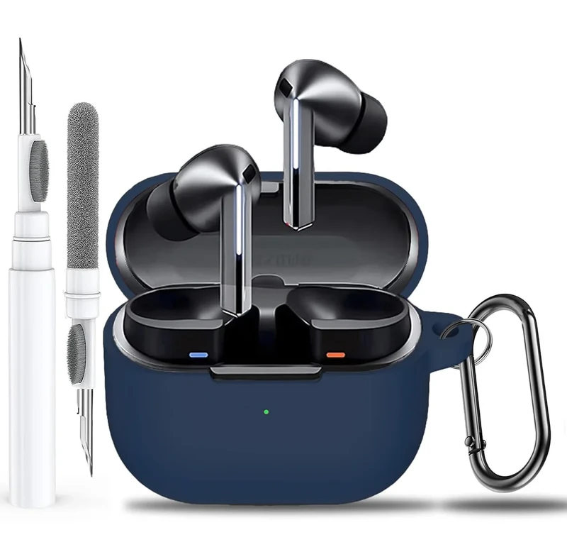 Olytop for Samsung Galaxy Buds 3 Pro/3/3 FE Case Cover with Cleaner kit, Soft Silicone Protective Cover Skin with Keychain Men Women for Galaxy Buds 3/3 Pro 2024/3 FE 2025 Wireless Earbud, Blue