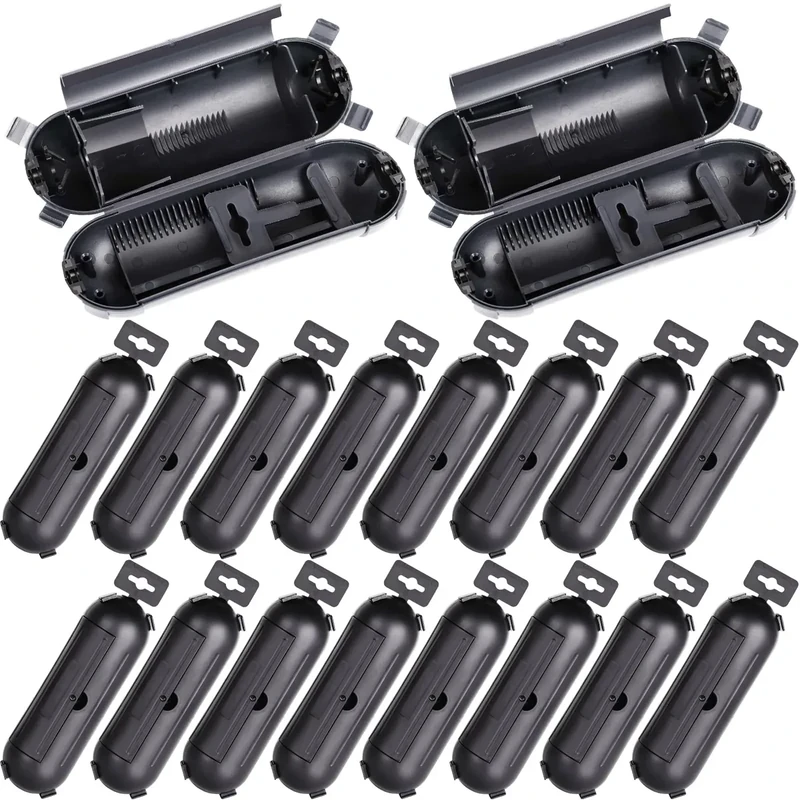 16 Pack Outdoor Extension Cord Safety Cover, IP44 Waterproof,Adjustable Compartment, Safety Housing Case, Electrical Connection Box for Power Tools, Holiday Decorative Lights, Plugs, Sockets, Black