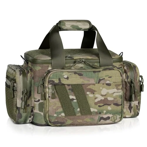 Savior Equipment Specialist Series Tactical Triple Pistol Shooting Range Hunting Duffle Bag Gun Carrying Case, Rigid Compartment Frame, Lockable Zippers (MultiCam Original, 18" x 9" x 12" Range Bag)