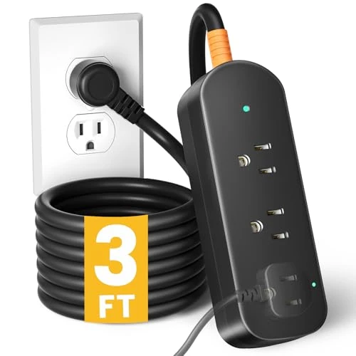 Covozon 3ft Extension Cord - 3-Outlet Weatherproof Power Strip