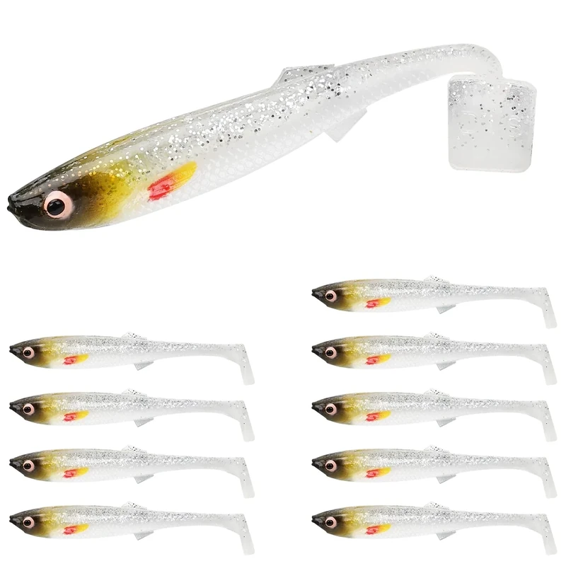 TRUSCEND Hand-Painted Soft Fishing Lures 10PCS, Paddle Tail Swimbaits, Fishing Lures for Bass Trout Crappie Walleye, Durable Plastic Bait for Bass Fishing, Shad Fishing Bait for Freshwater Saltwater