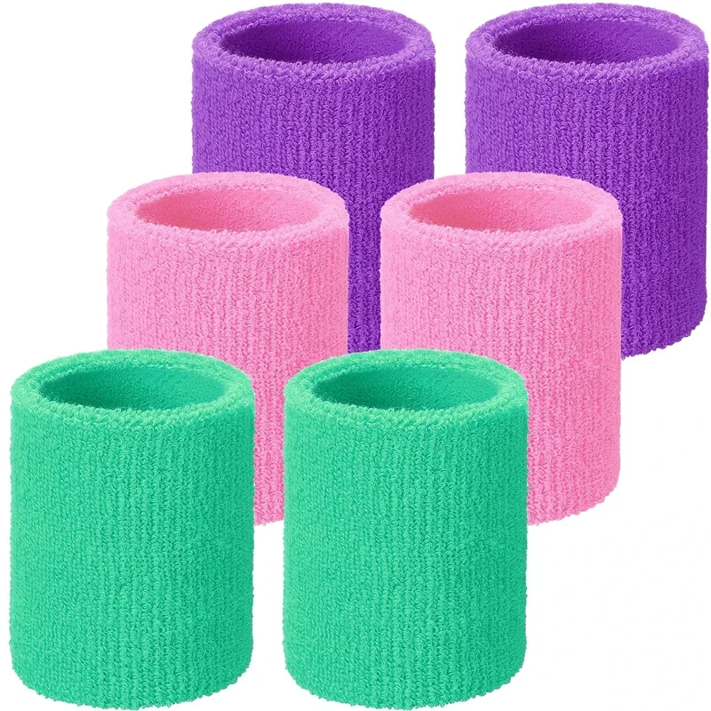 WILLBOND 6 Pack Wrist Sweatbands Paris Sports Competitions Wrist Bands Absorbent Sweatbands for International Sports Party Tennis Football Basketball Running Working(Light Green,Pink, Light Purple)