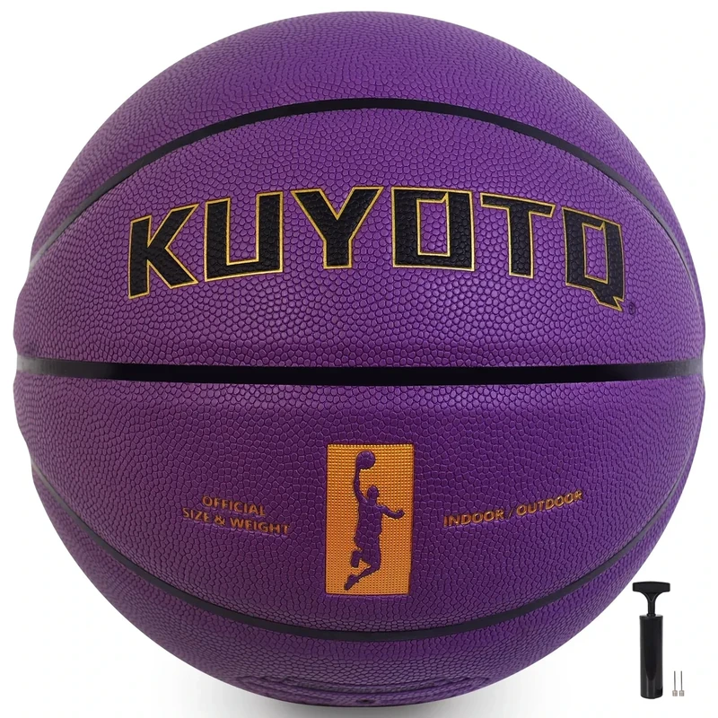 KUYOTQ Size 6 Purple Basketball - 28.5" Youth & Womens Soft Touch Faux Leather Indoor/Outdoor Basketball (with Pump)