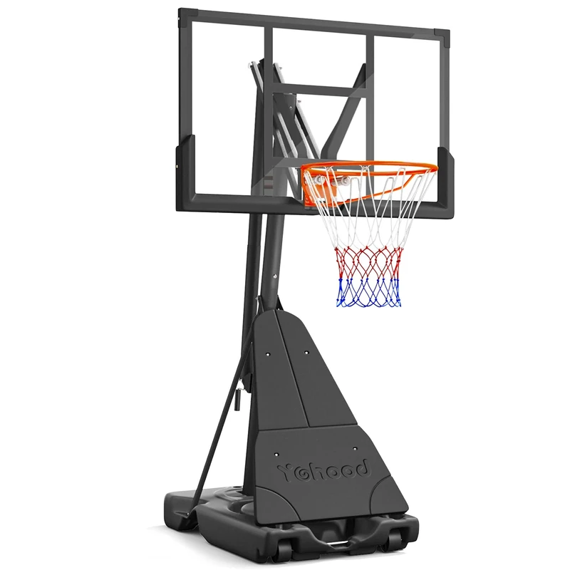 Yohood Basketball Hoop Outdoor Portable, 10ft Quickly Adjustable Basketball Goal System with 44 Inch PC Backboard & Wheels for Court/Backyard/Driveway