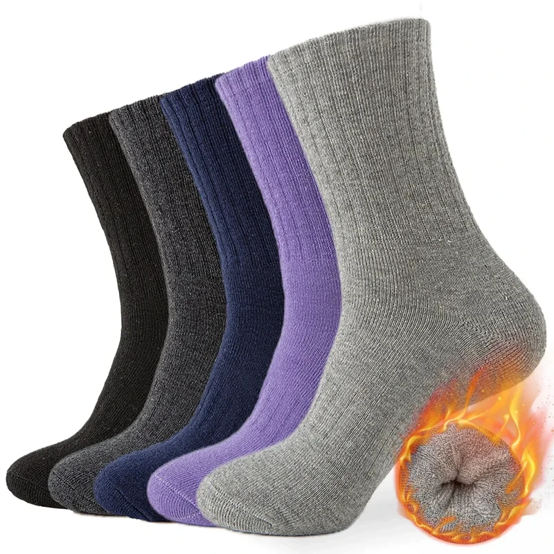 VoJoPi Wool Socks for Women Thermal Warm Hiking Winter Thick Cozy Cushion Boot Work Socks 5 Pairs, Size 5-10