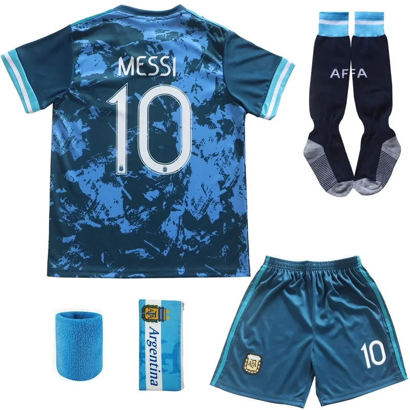 ORGBRAIN Leo. Away #10 Kids Soccer Jersey & Shorts Set Youth Sizes (Navy, 24 (6-7 Years Old))