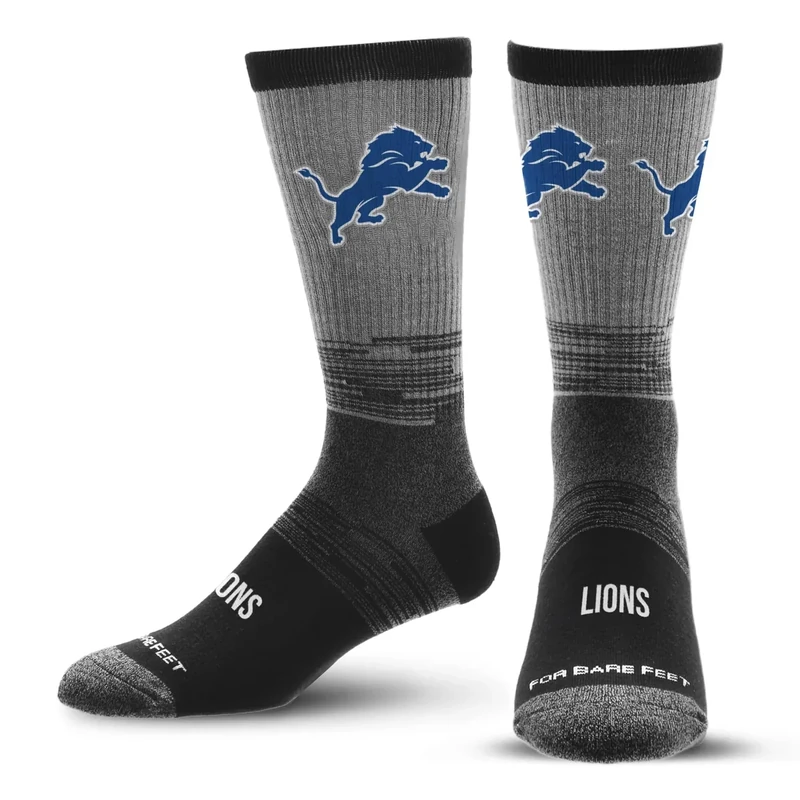 For Bare Feet NFL DETROIT LIONS Team Tonal Crew Sock Team Colors Large