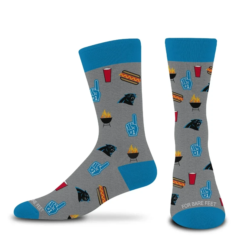 For Bare Feet NFL CAROLINA PANTHERS Tailgate Dress Crew Sock Team Colors OSFM