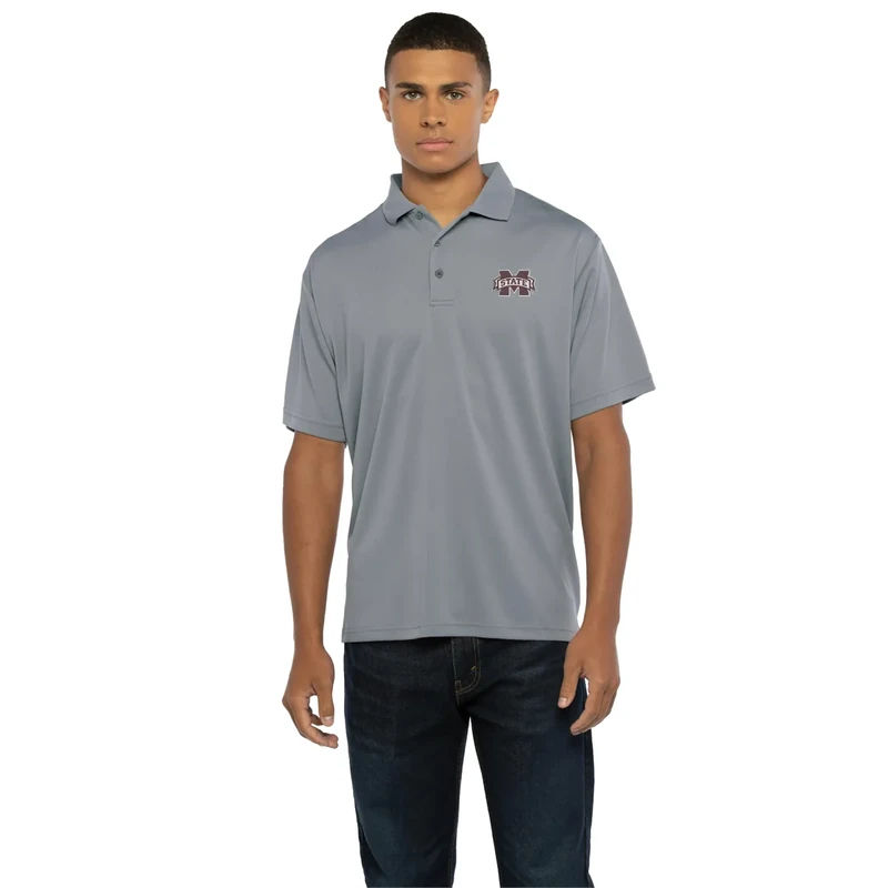 Vantage Apparel Men's Collegiate Polyester Mesh Team Icon Polo, Mississippi State Bulldogs, Gray, 3X-Large - Image 1