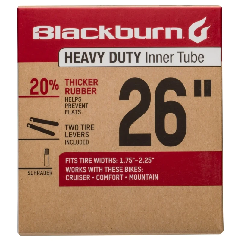 Blackburn 26" x 1.75-2.25" Schrader Heavy Duty Bicycle Inner Tube with tire levers