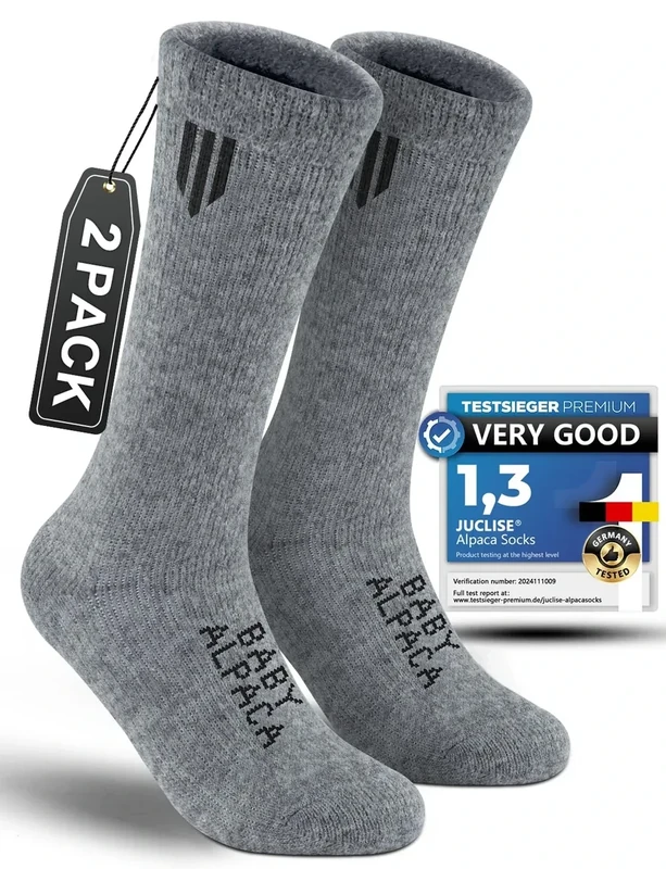 Juclise Alpaca Wool Heavyweight Thermal Boot Socks Winter Hunting Hiking Working Cold Weather Cushioned(Medium Pale Gray)