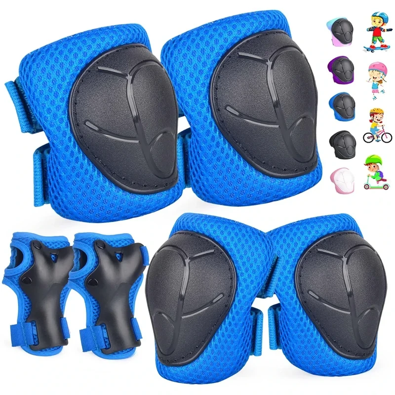Kids/Youth Knee Pads and Elbow Pads Set for Kids 3-14 Years Boys Girls Protective Gear Set Adjustable Knee Pads, Elbow Pads, Wrist Guards Skateboard Skating Skiing Cycling Biking Running Scooter