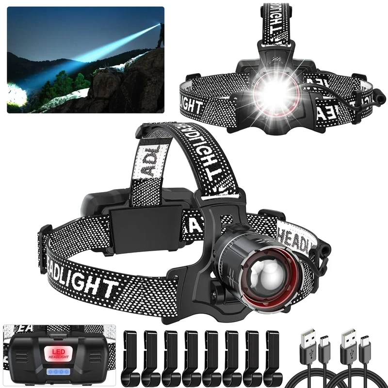 ATDOALL Super Bright LED Headlamp 6pack (Headlamp+8hook up)
