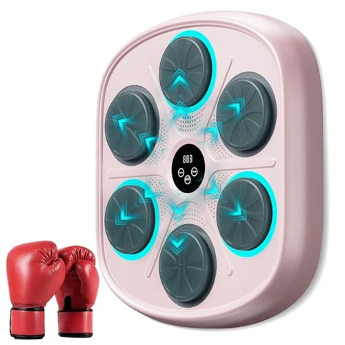 OurStarry 2025 New Model Smart Music Boxing Machine for Adults and Kids, Training Machine with LED Electronic Wall Mounted, Home Indoor Workout Equipment with Premium Boxing Gloves (Blue)