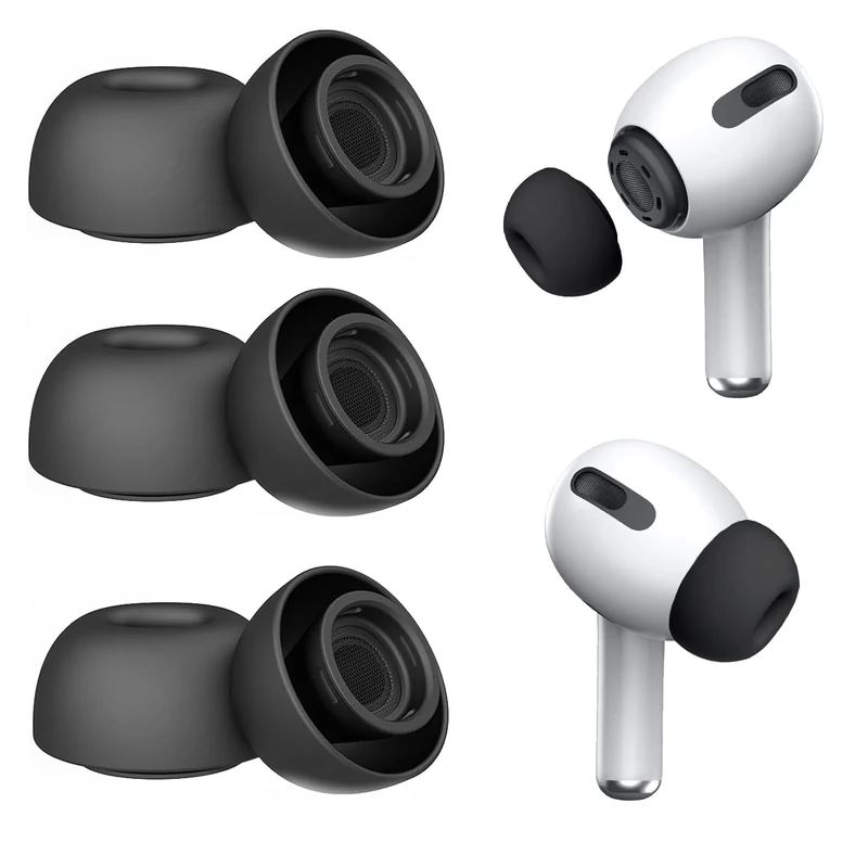 Yokrwo 3-Pair Replacement Ear Tips for AirPods Pro & AirPods Pro 2nd Generation with Noise Reduction Hole,Fit in The Charging Case,Anti Slip Soft Ear Tips Compatible Airpods Pro/Pro 2 (3 Pairs L)