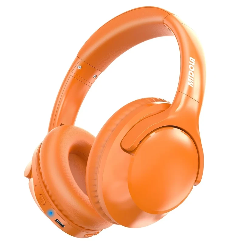 MIDOLA Bluetooth Headphones - 68H Playtime, Deep Bass, Orange