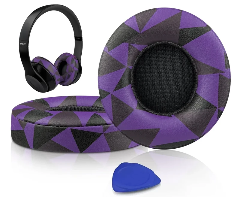 SoloWIT Purple-Black Earpads for Beats Solo2 & Solo3 - Memory Foam