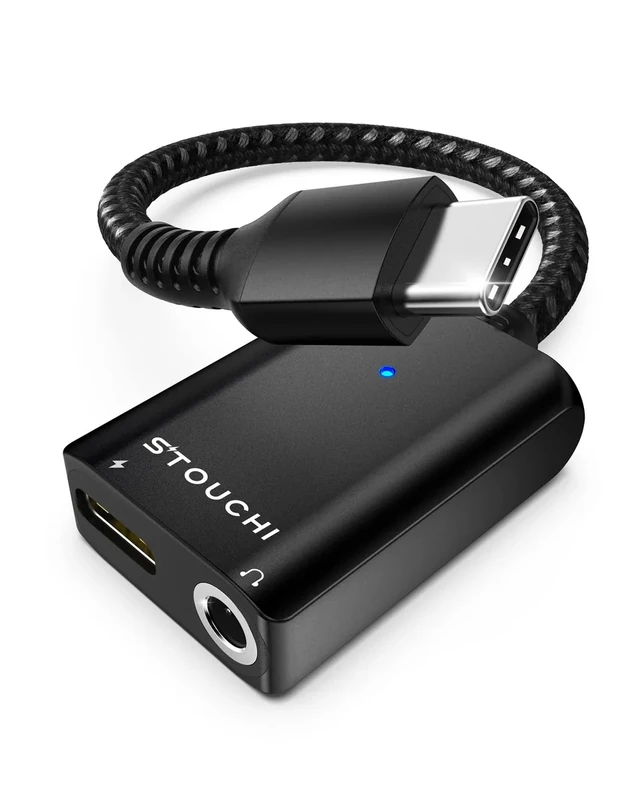 Stouchi USB C to 3.5mm Headphone and Charger Adapter, 2 in 1 USB-C to Aux Audio Jack with 30W Safe Fast Charging Hi-res DAC for iPhone 17/16 /15, Pixel 9/8 /7/6, iPad,Galaxy S25 S24 S23 Ultra (Black)