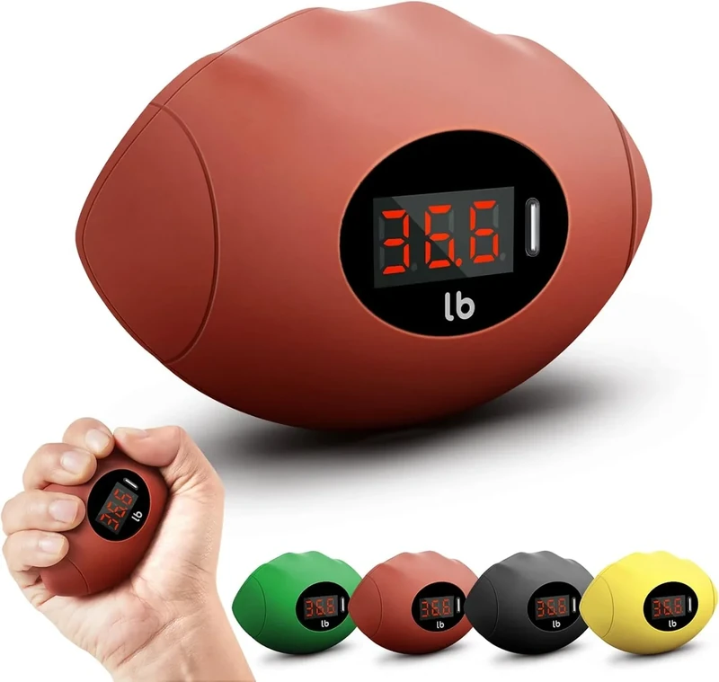 DIOTUSS Hand Grip Strengthener, Rechargeable Digital Grip Strength Trainer up 220.4 Lbs(100kg) Hand Grip Exerciser Equipment for Strength Training-Forearm-Gripper-Finger, Stress Balls for Adults/Kids (Brown)