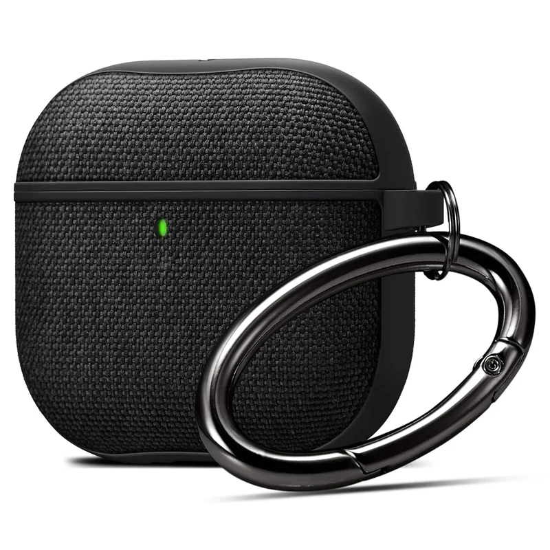 Spigen Urban Fit Designed for AirPods 4 Case (2024) Premium Fabric Cover with Carabiner Key Chain - Black
