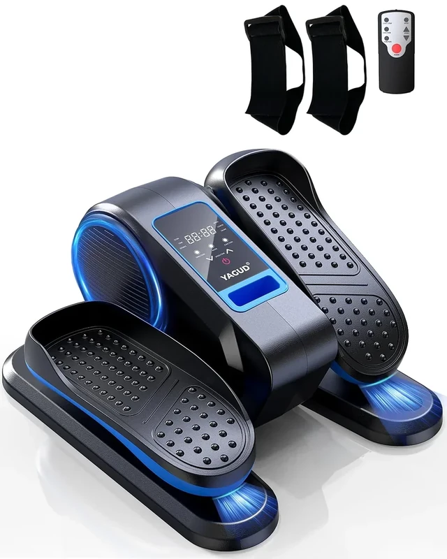 Yagud Under Desk Machine, Electric Ellipse Leg Exerciser for Senior, 13 Adjustable Speeds Quiet and Portable Seated Pedal Exerciser for Training with Remote Control, Blue