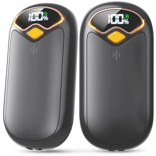 Hand Warmers Rechargeable - Electric Hand Warmer Rechargeable 2 Pack, LED Digital Display, 4 Heat Levels Reusable, USB, Magnetic Portable Handwarmers for Golf/Camping/Hunting, Gift for Women, Men