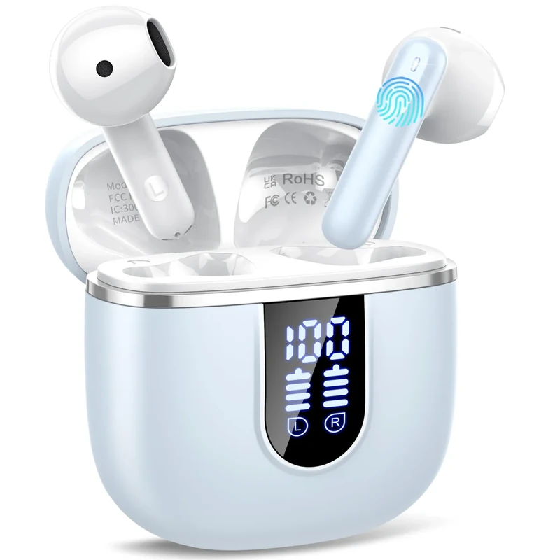 Cillso Bluetooth 5.4 Earbuds - 40H Playtime, IP7 Waterproof, LED