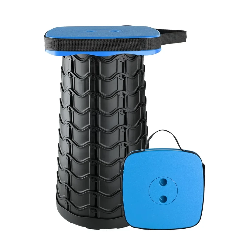 Boreeman Upgraded Collapsible Stool, Square Portable Stool, Lightweight Yet More Sturdy with Load Capacity 400lbs, Perfect for Camping Fishing Hiking BBQ (Square Blue)