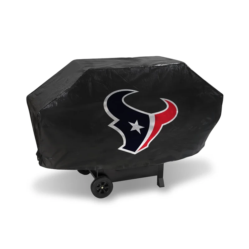 Rico Industries NFL Football Houston Texans Black Deluxe Vinyl Grill Cover - 68" Wide/Heavy Duty/Hook and Loop Straps