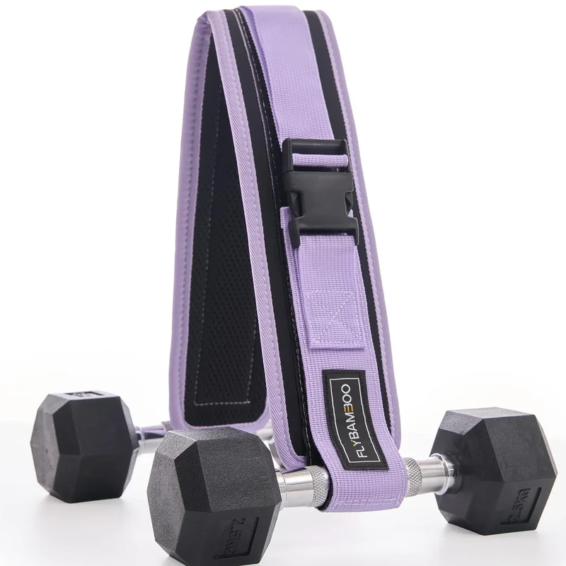FLYBAMBOO Hip Thrust Belt for Dumbbells, Booty Belt with Slip-Resistant Padding, Purple, XL, Polyester