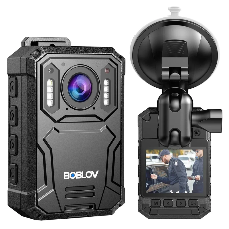 BOBLOV KJ23Pro 2K Body Camera, 256GB Body Worn Camera with Night Vision, 4000mAh Battery for 15 Hours Continuous Recording, with Car Suction for Dashcams, Law Enforcement, Security, Outdoor Work
