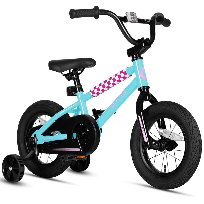 vollsch 12 Inch BMX Style Kids Bike Toddlers Bicycle with Training Wheels for 2-8 Years Old Boys Girls Coaster Brake, Sky Blue